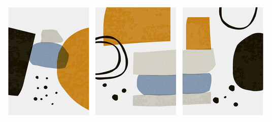 abstract shapes nordic paint print set. scandinavian style poster background collection. minimalist 