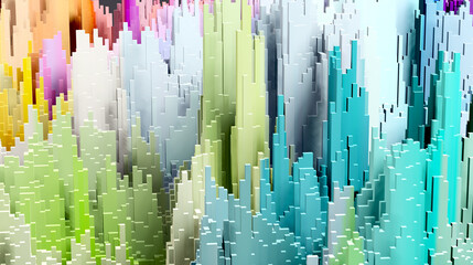 Sci - Fi, Voxel colourful abstract background Business  and technology concept. Illuminated cubes 3D render. Business  and technology concept background 