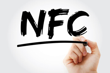 Wall Mural - NFC - Near Field Communication acronym with marker, technology concept background