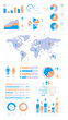 Demographic infographic. People population statistics percentage visualisation graphic garish vector business presentation. Population graphic data, demographic world map illustration