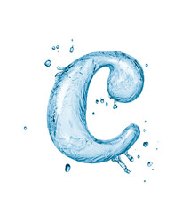 Wall Mural - Water splashes letter isolated on white background. Abstract liquid font.