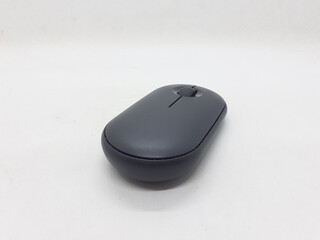 Electronic Black Elegant Mouse for Computer Peripheral Accessories Device in White Isolated Background