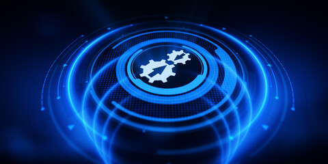 Data integration programming development concept on virtual screen.
