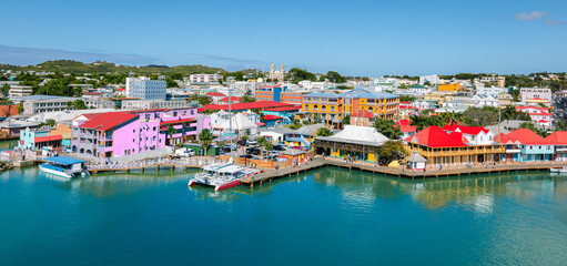 Fototapete - St John's, Antigua and Barbuda. Panoramic view of capital city, skyline and cruise port.