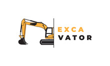 Excavator Orange Construction Modern Logo Symbol Icon Vector Graphic Design Illustration