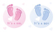 Baby feet. It's a boy, It's a girl. card template