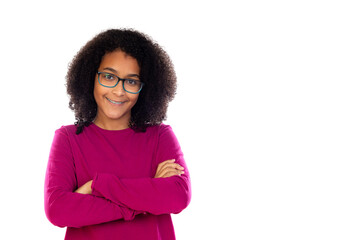 Wall Mural - Teenager girl with afro hair wearing pink sweater