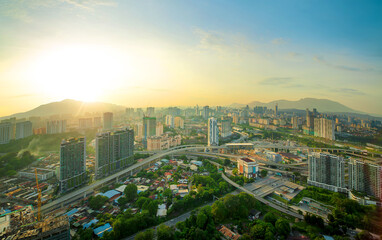 Wall Mural - Aerial view of Kuala Lumpur business district and cityscape