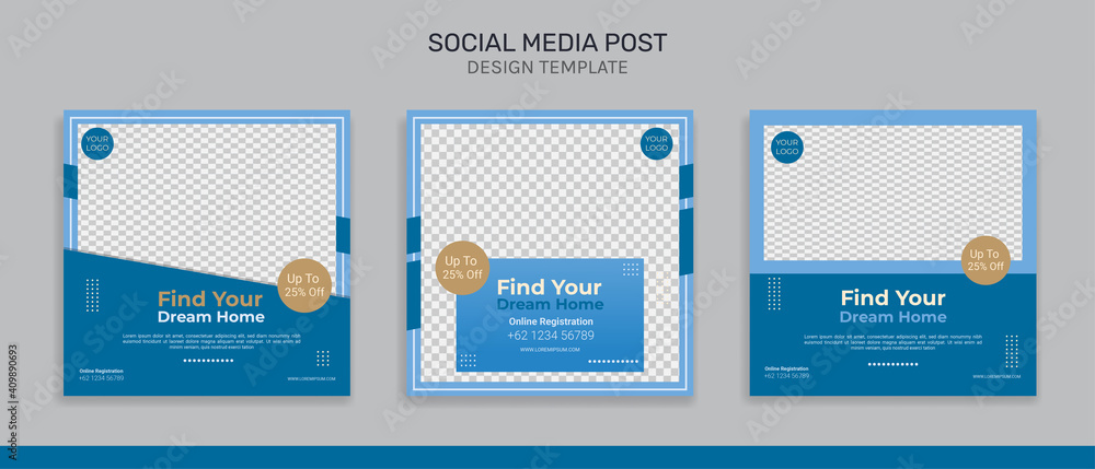 Real estate social media instagram post design template - obrazy, fototapety, plakaty 