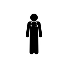 Wall Mural - stick figure man icon, people pictogram isolated, doctor illustration