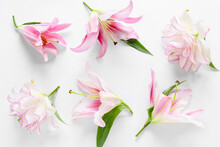 Beautiful Lilies On White Background