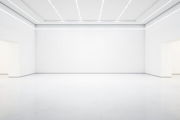 StyBright white lish gallery interior with empty wall