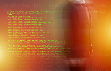 programer in data center. code programming, software development and source code concept