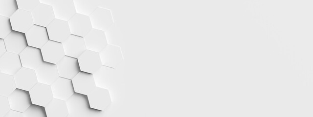 Wall Mural - Random shifted white honeycomb hexagon background wallpaper banner pattern with copy space