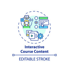 Wall Mural - Interactive course content concept icon. Online teaching tips. Education that allows user to impact content idea thin line illustration. Vector isolated outline RGB color drawing. Editable stroke