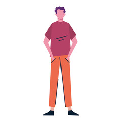 Poster - young man standing avatar character vector illustration design