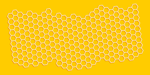 Poster - honeycomb bee background. hexagons pattern. yellow honeycomb. vector illustration