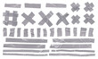 © martinova4 - Metal reinforced tape, set of scraps steel adhesive tape, strips, crosses and small pieces with aluminum reflex on white background