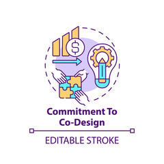 Wall Mural - Commitment to co-design concept icon. Condition for co-design idea thin line illustration. Focusing on outcomes. Partnering, partnerships. Vector isolated outline RGB color drawing. Editable stroke