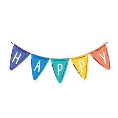 Poster - happy word in garlands hanging vector illustration design