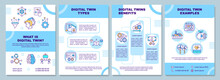 Digital Twin Brochure Template. Flyer, Booklet, Leaflet Print, Cover Design With Linear Icons. Computerized Development Cycle. Vector Layouts For Magazines, Annual Reports, Advertising Posters