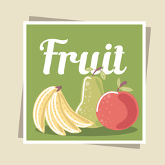 Wall Mural - fruits fresh organic apple banana and pear