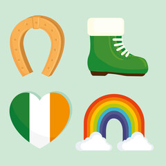 Canvas Print - bundle of four saint patrick day celebration icons vector illustration design