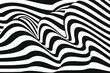 © Viktoriya - Abstract stripe wave with a black and white line. Backdrop geometric bent ribbon for banner, poster, cover, web. Creative wave line 3d optical op art for dynamic design. Vector illustration.