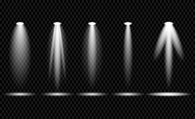 Wall Mural - creative vector illustration of bright lighting spotlights set, light sources isolated on transparen
