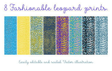 Wall Mural - Set of seamless leopard patterns