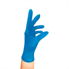 Sticker - Realistic Detailed 3d Human Hand in Medical Latex Gloves. Vector