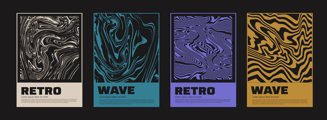 Collection of swiss design posters. Meta modern graphic elements. Abstract modern covers. Futuristic liquid artwork.