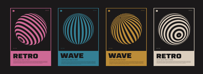 Poster - Collection of swiss design posters. Meta modern graphic elements. Abstract modern geometric covers. Circle sphere shapes.