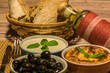 Mediterranean food on wooden table