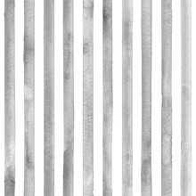 Watercolor Stripe Seamless Pattern. Gray Stripes On White Background