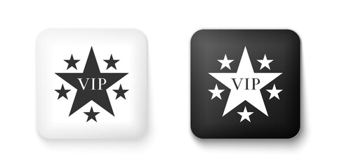 Black and white Star VIP with circle of stars icon isolated on white background. Square button. Vector.