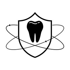 Wall Mural - shield with tooth icon. vector illustration. tooth protection symbol