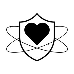 Wall Mural - shield with heart icon. vector illustration. love protection symbol