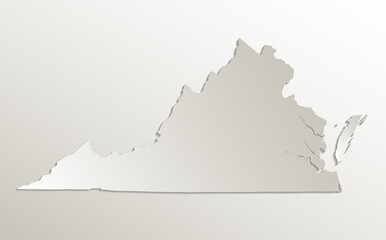 Wall Mural - Virginia map, card paper 3D natural blank