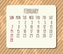 February Year 2021 Monthly Vintage Brown Calendar