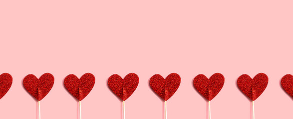 Poster - Valentines day or Appreciation theme with red glitter heart picks