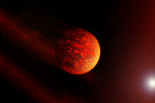 Red Planet On A Black Background. Elements Of This Image Were Furnished By NASA.
