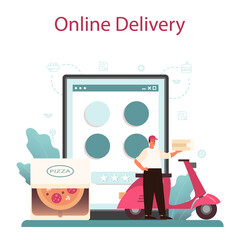 Wall Mural - pizzeria online service or platform. chef cooking tasty delicious