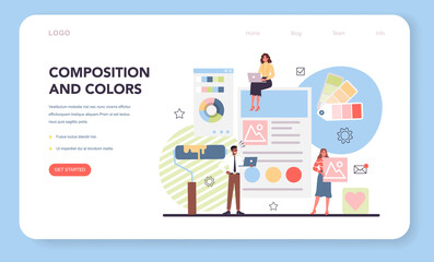 Web design web banner or landing page. Presenting content on web pages.