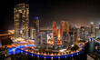 Late night skyline of Dubai Marina