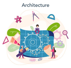 Wall Mural - architecture concept. idea of building project and construction