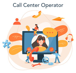Sticker - call center or technical support concept. idea of customer service