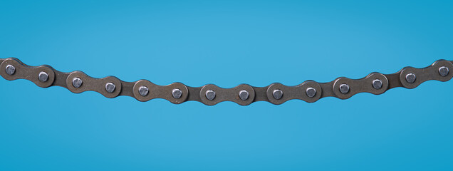 Wall Mural - Bicycle roller chain on white background