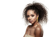 Beauty black skin woman fashion african ethnic female face portrait. Young girl model with afro.