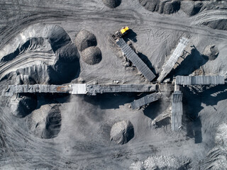 Wall Mural - Industrial machine for sorting coal into fractions. Aerial view.